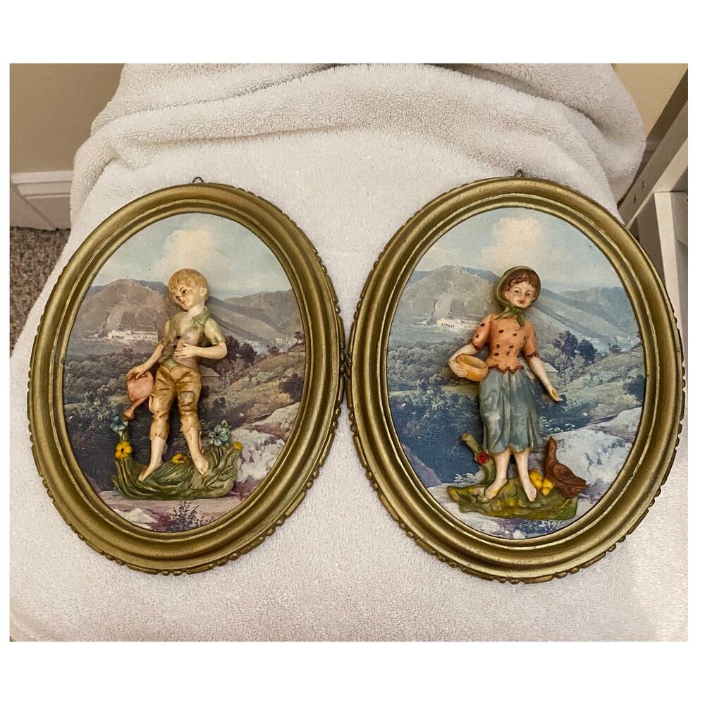Vintage pair of  Italian 3D Pictures 1950s